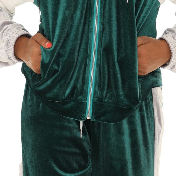 Color Block Pocket Velvet Hoodie & Drawstring Joggers - Picture 5 of 5